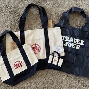 💙Trader Joe's Navy Blue Canvas Tote Set